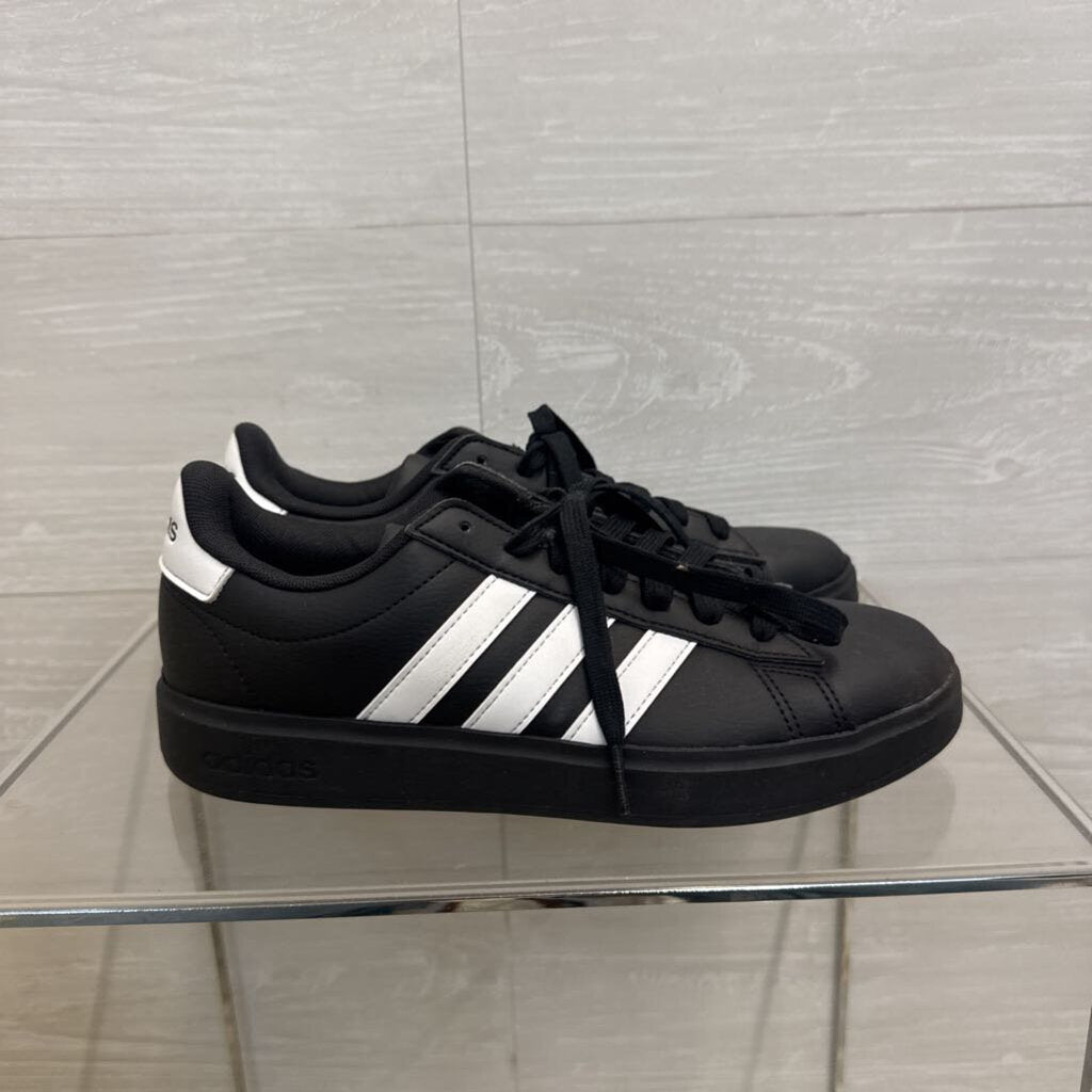 Adidas Black/ White Leather Grand Court Sneakers 8