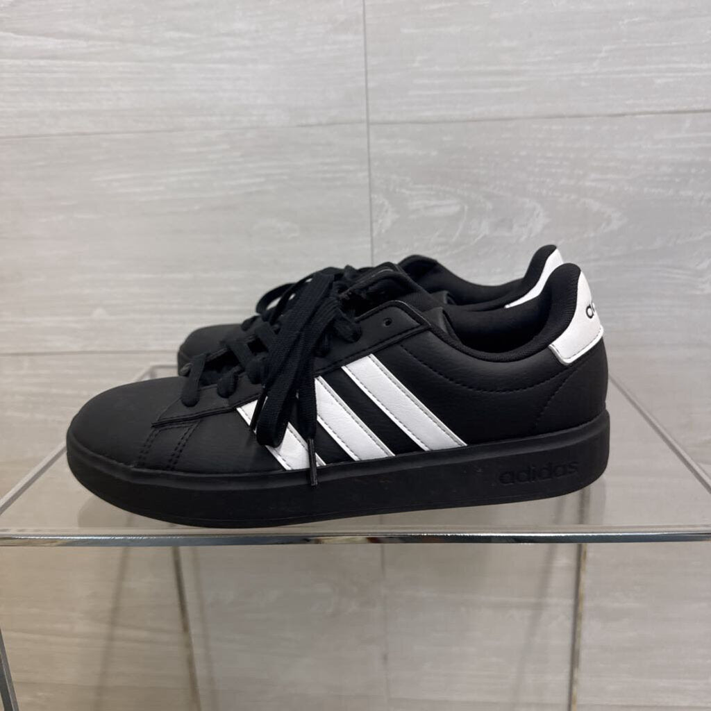 Adidas Black/ White Leather Grand Court Sneakers 8