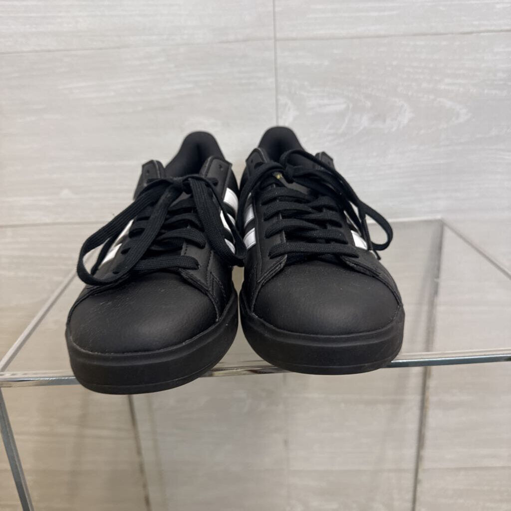 Adidas Black/ White Leather Grand Court Sneakers 8