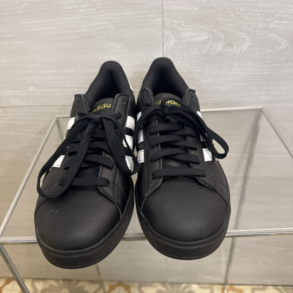 Adidas Black/ White Leather Grand Court Sneakers 8