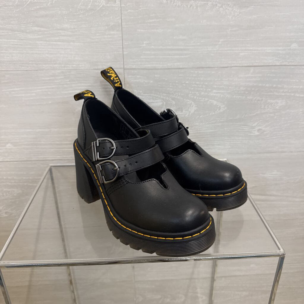 Dr. Martens Black Leather Eviee Mary Jane Shoes 7