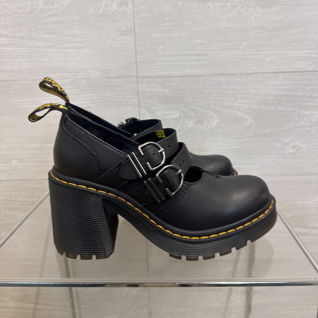 Dr. Martens Black Leather Eviee Mary Jane Shoes 7