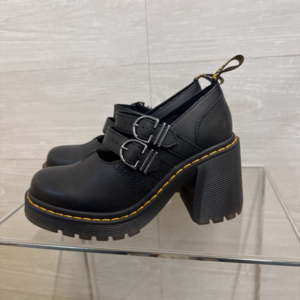 Dr. Martens Black Leather Eviee Mary Jane Shoes 7