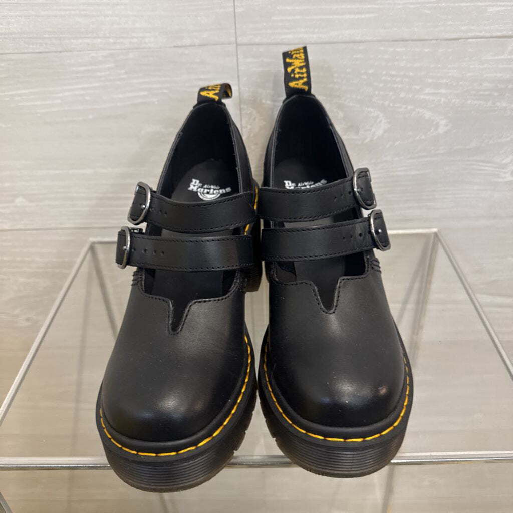 Dr. Martens Black Leather Eviee Mary Jane Shoes 7