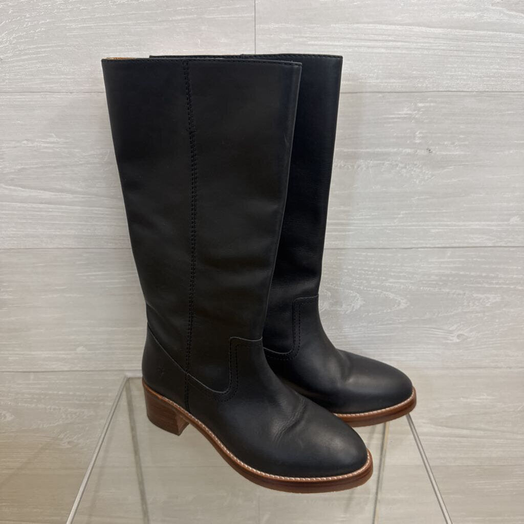 Frye Black Leather Andrea 14R Tall Boots 8