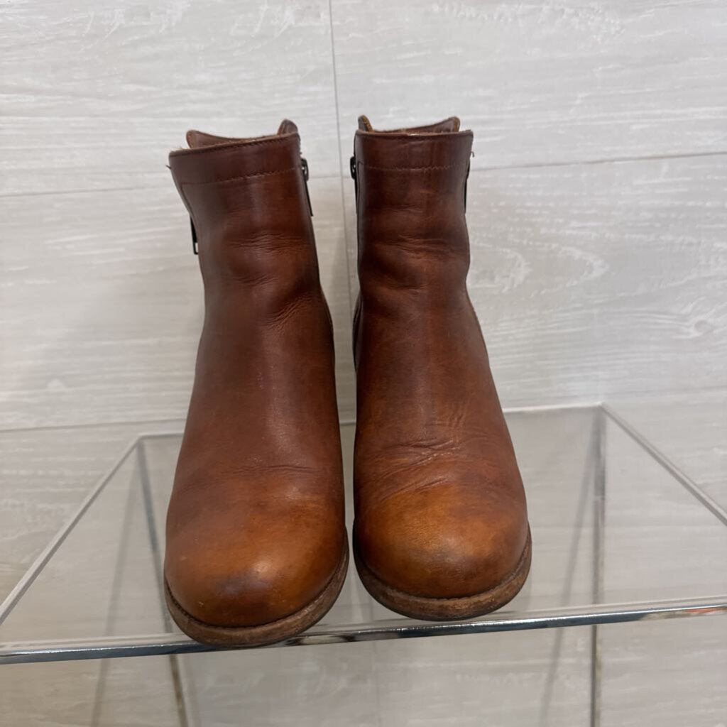 Frye Brown Leather Addie Double Zip Booties 8