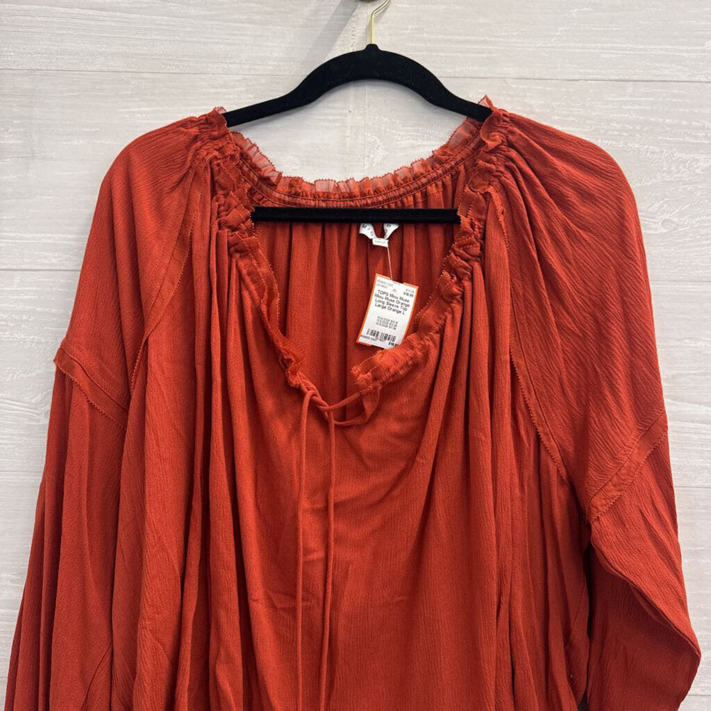 Miou Muse Orange Long Sleeve Top Large