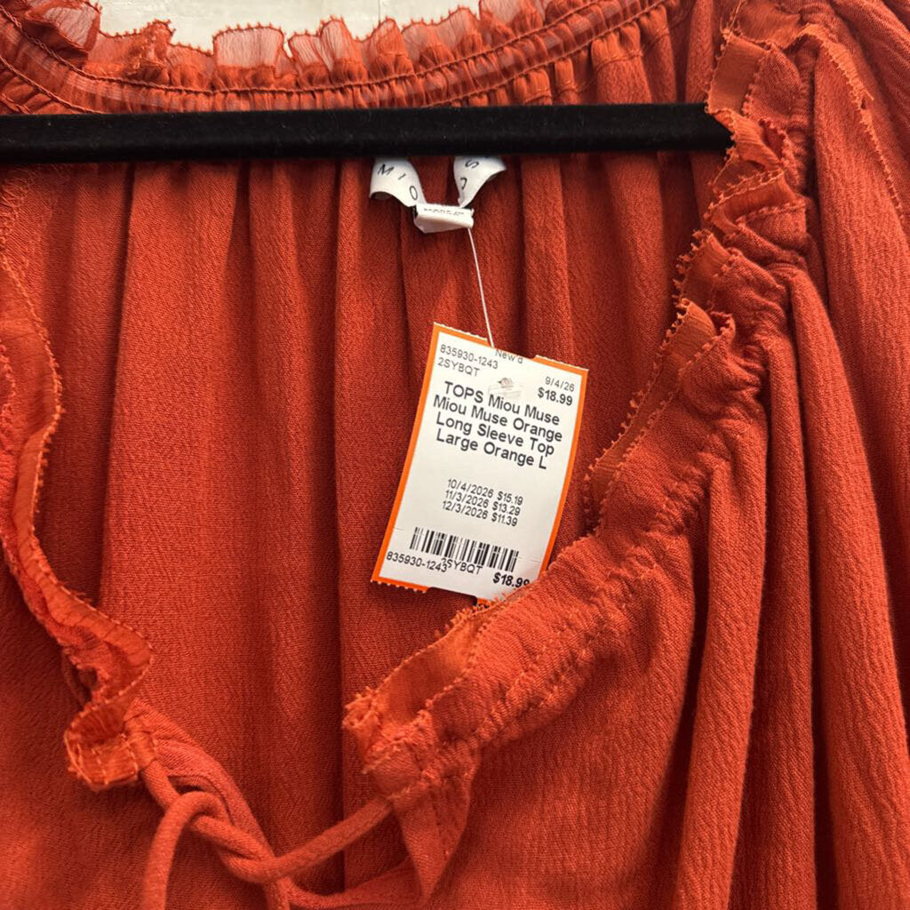 Miou Muse Orange Long Sleeve Top Large
