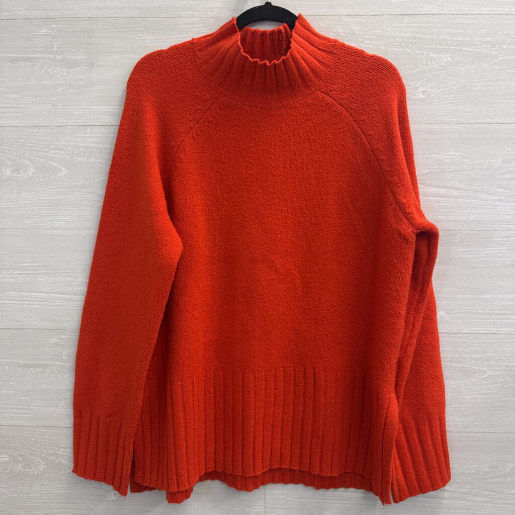 Rachel Zoe Orange Soft Knit Mock Neck Sweater Extra Large