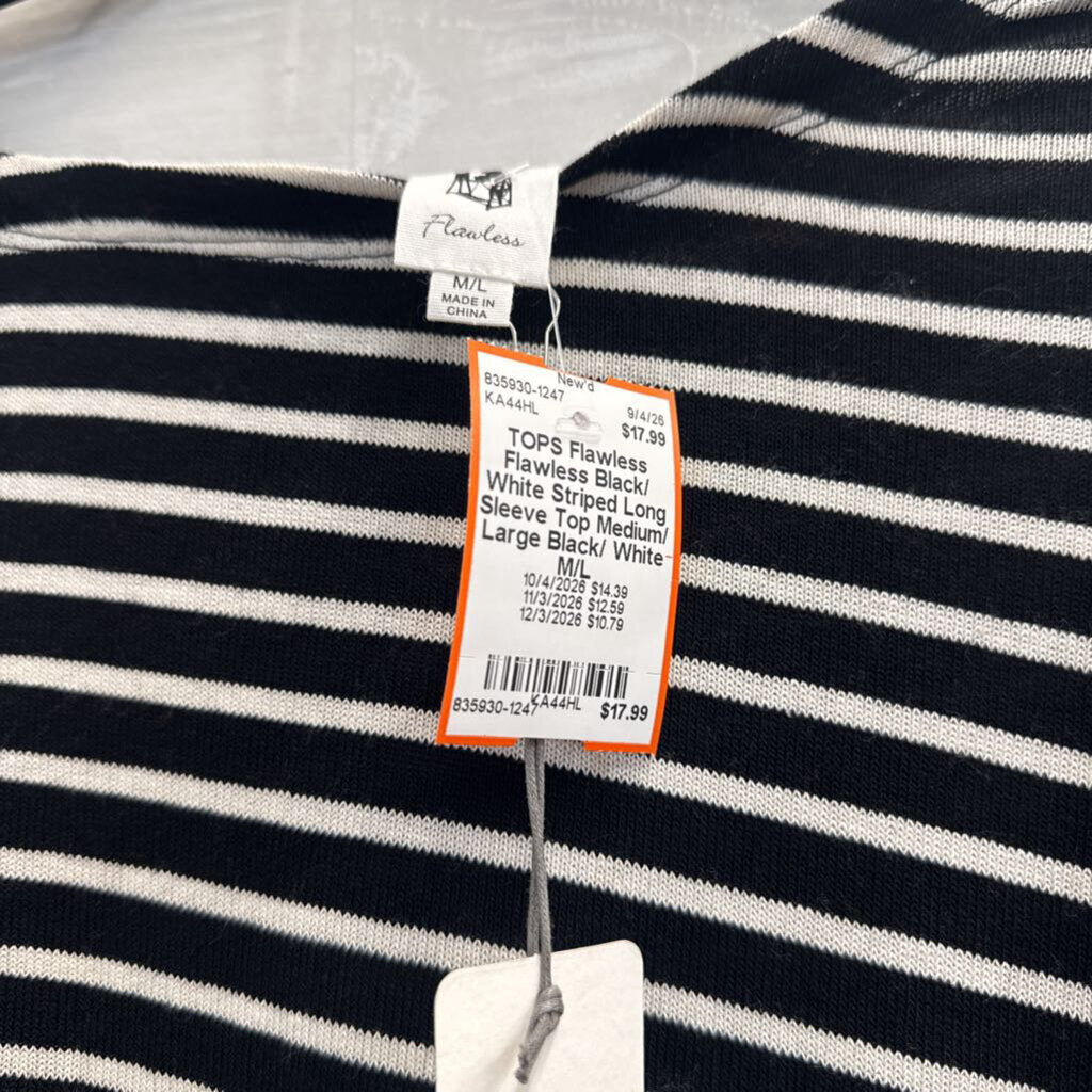 Flawless Black/ White Striped Long Sleeve Top Medium/ Large