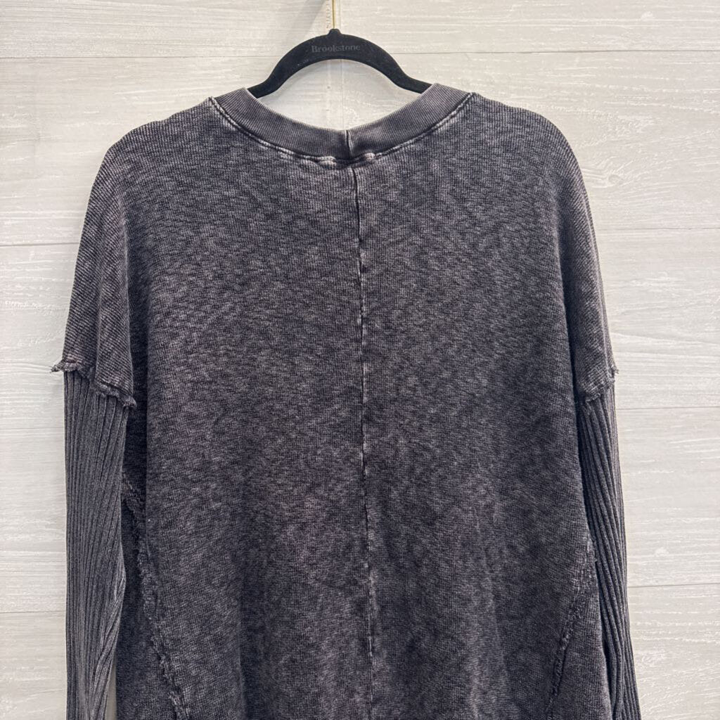 J Her Grey Long Sleeve V Neck Top Medium