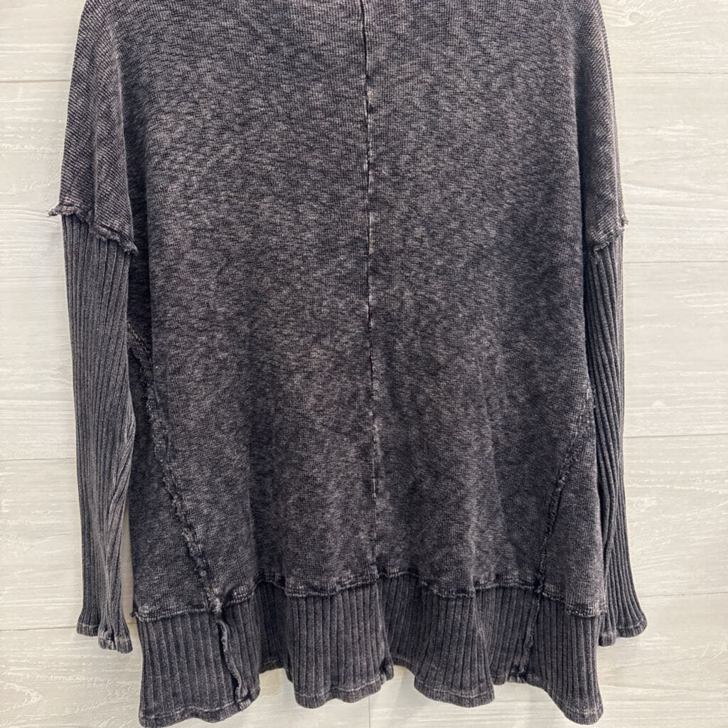 J Her Grey Long Sleeve V Neck Top Medium