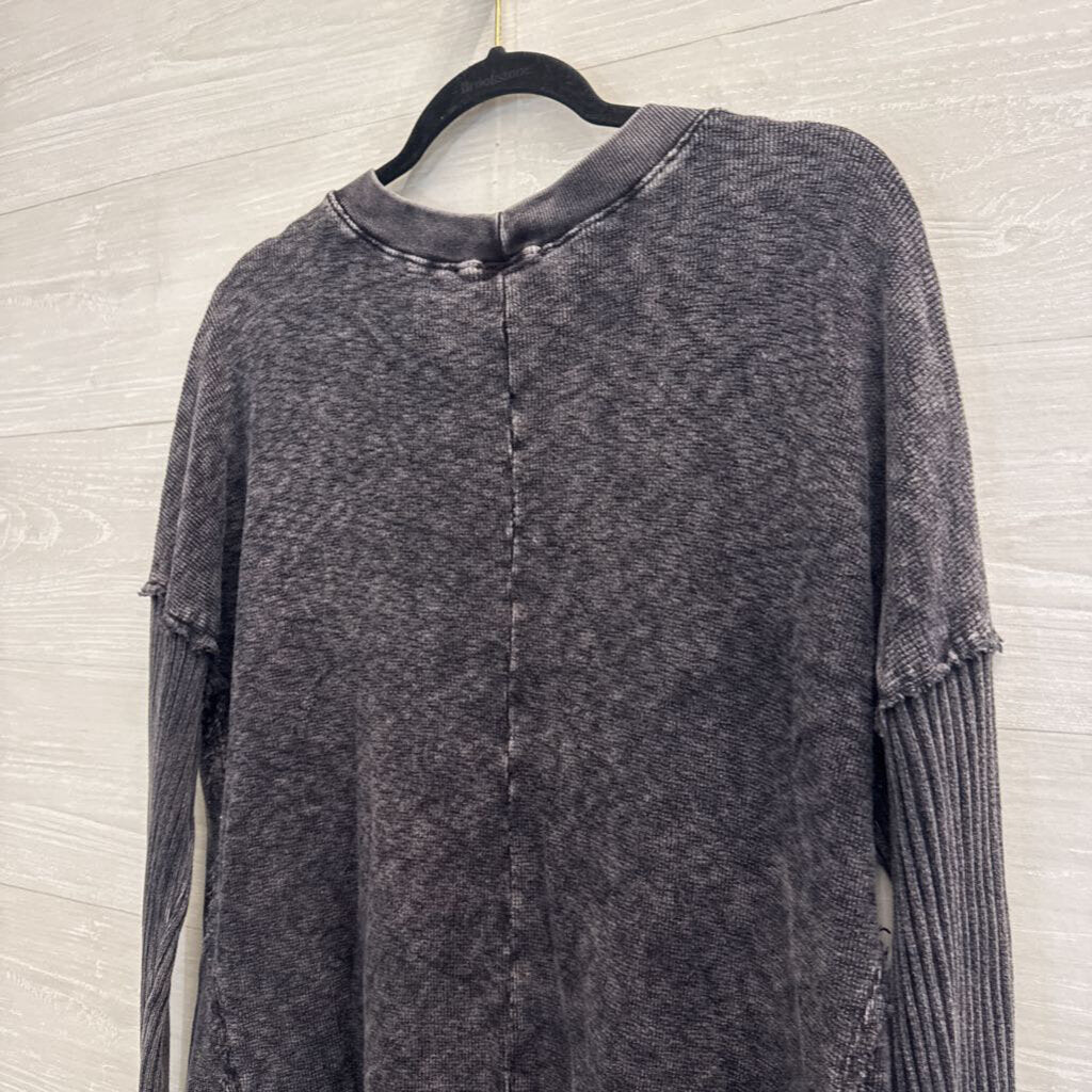 J Her Grey Long Sleeve V Neck Top Medium