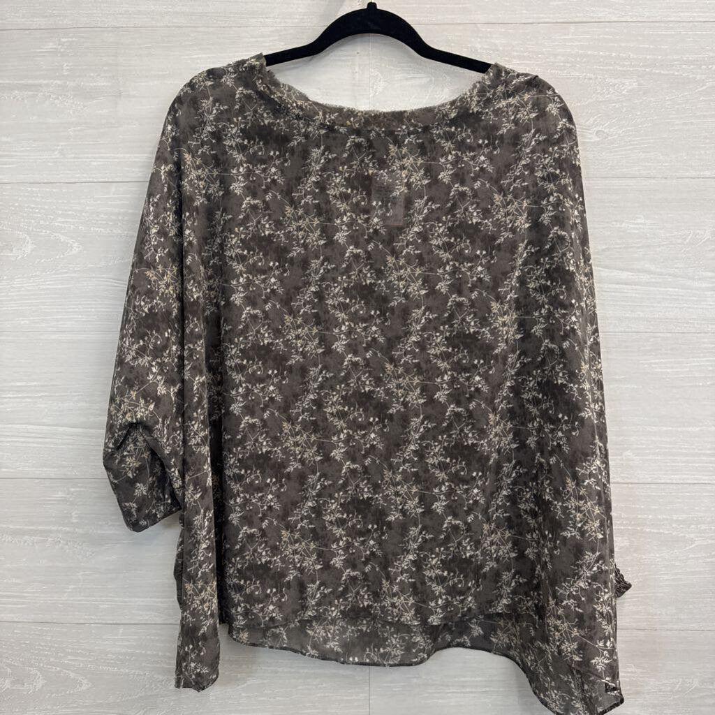 Grade and Gather Grey/ Beige Print Long Sleeve Top Large