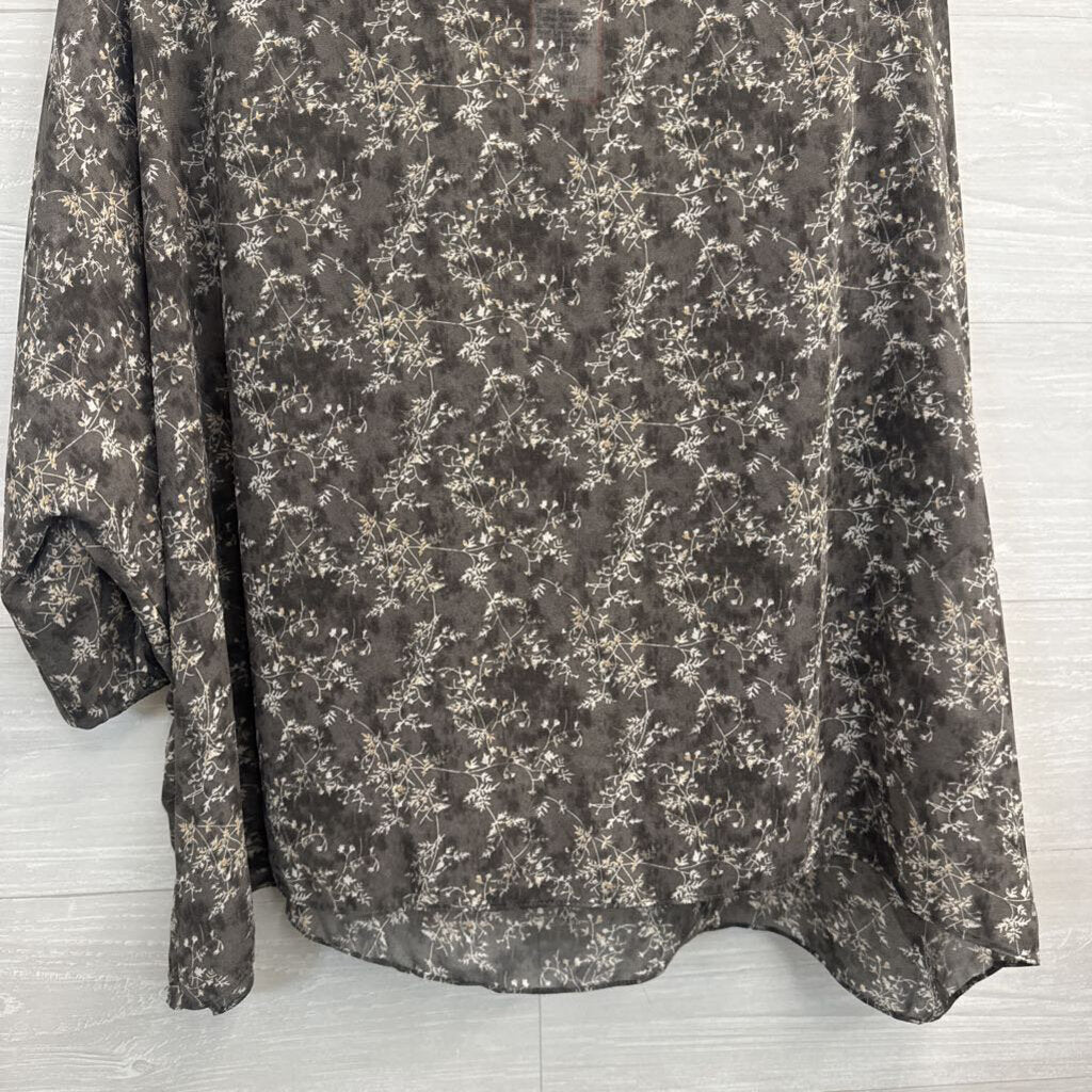 Grade and Gather Grey/ Beige Print Long Sleeve Top Large