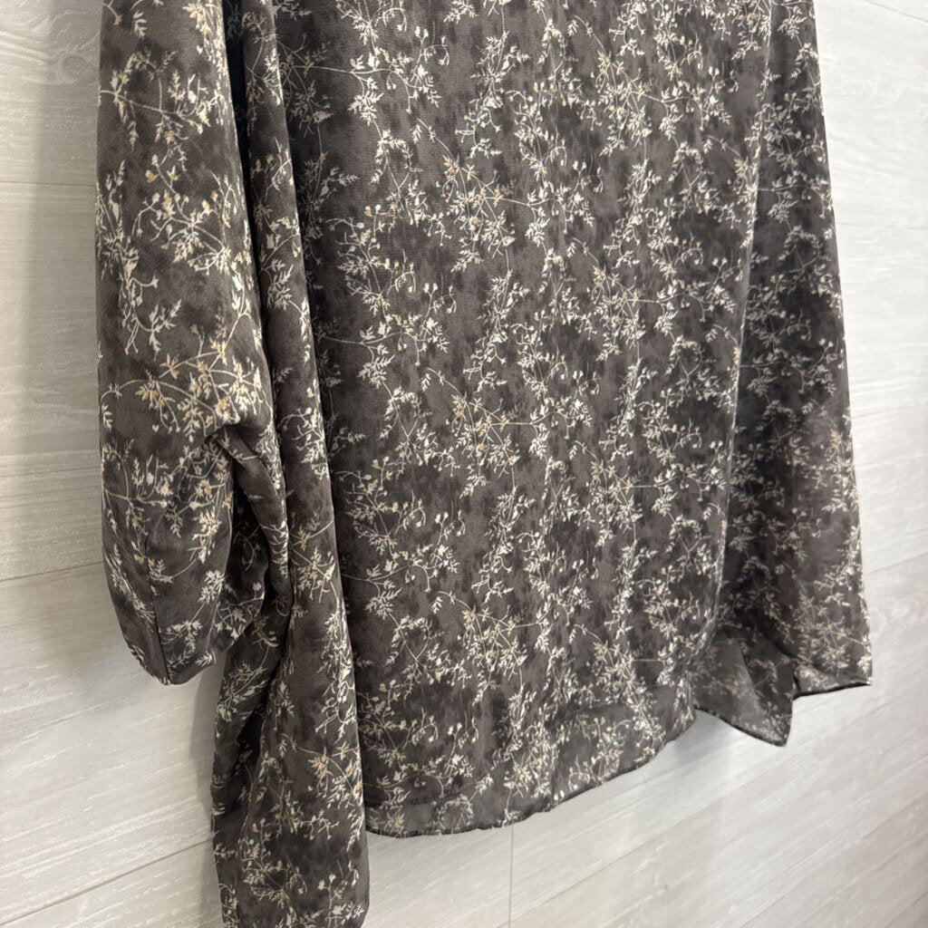 Grade and Gather Grey/ Beige Print Long Sleeve Top Large