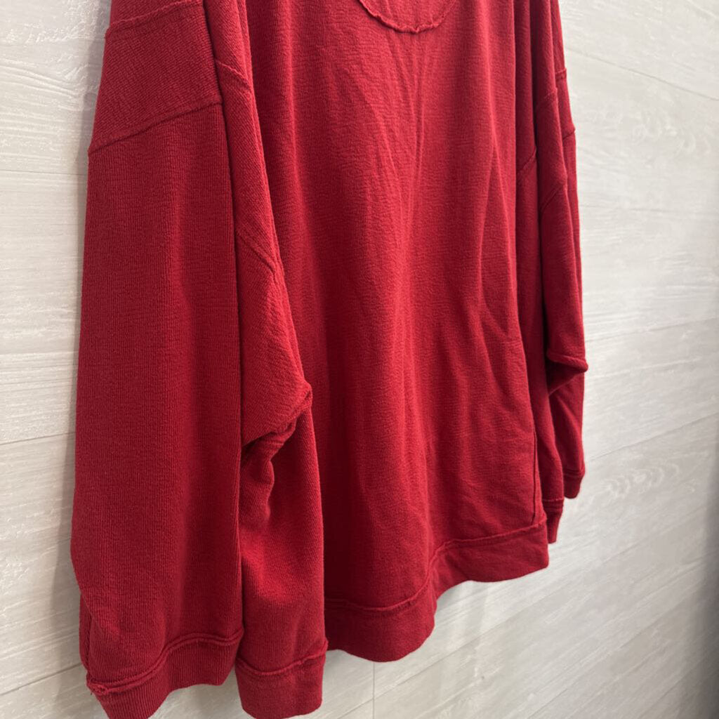 Intimately Free People Red Long Sleeve V Neck Top Medium