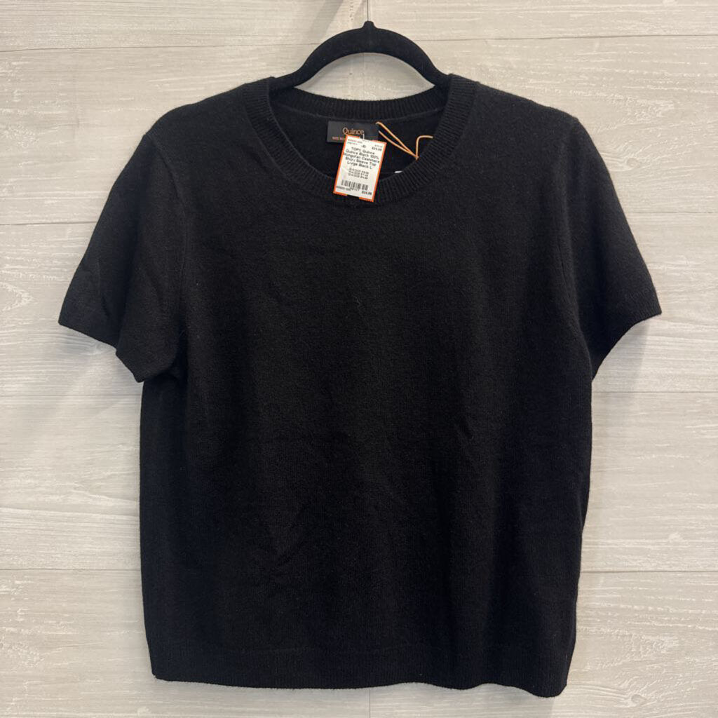 Quince Black 100% Mongolian Cashmere Short Sleeve Top Large