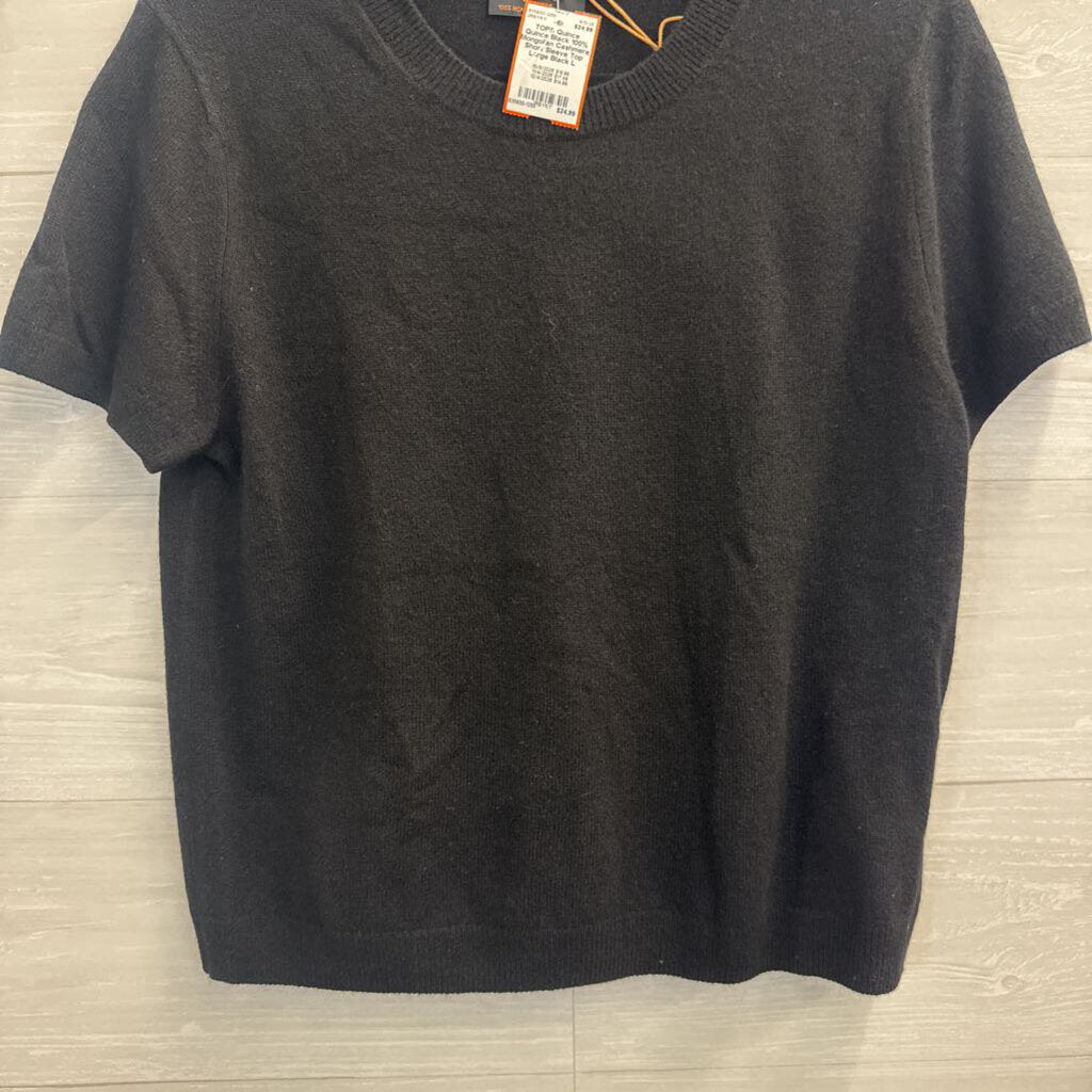 Quince Black 100% Mongolian Cashmere Short Sleeve Top Large