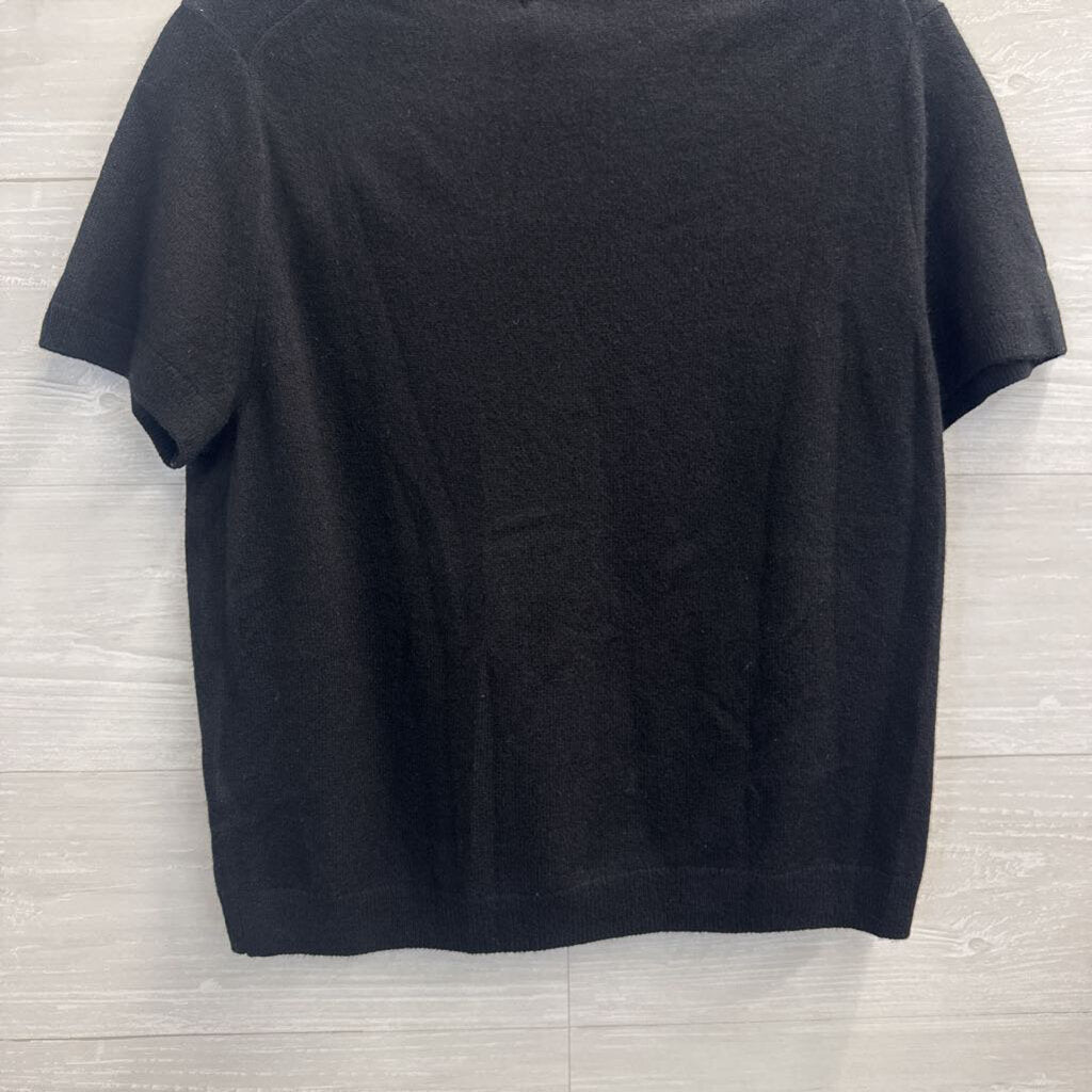 Quince Black 100% Mongolian Cashmere Short Sleeve Top Large