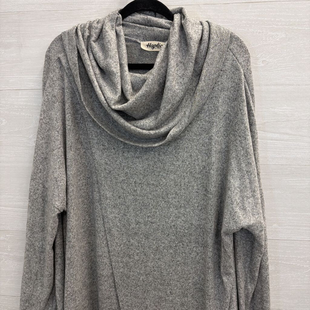 Haptics Grey Soft Knit Over The Shoulder Split Top One Size