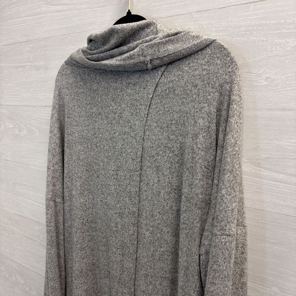 Haptics Grey Soft Knit Over The Shoulder Split Top One Size