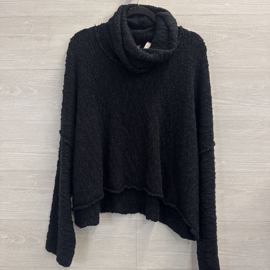 Free People Black Chunky Knit Turtleneck Sweater Medium