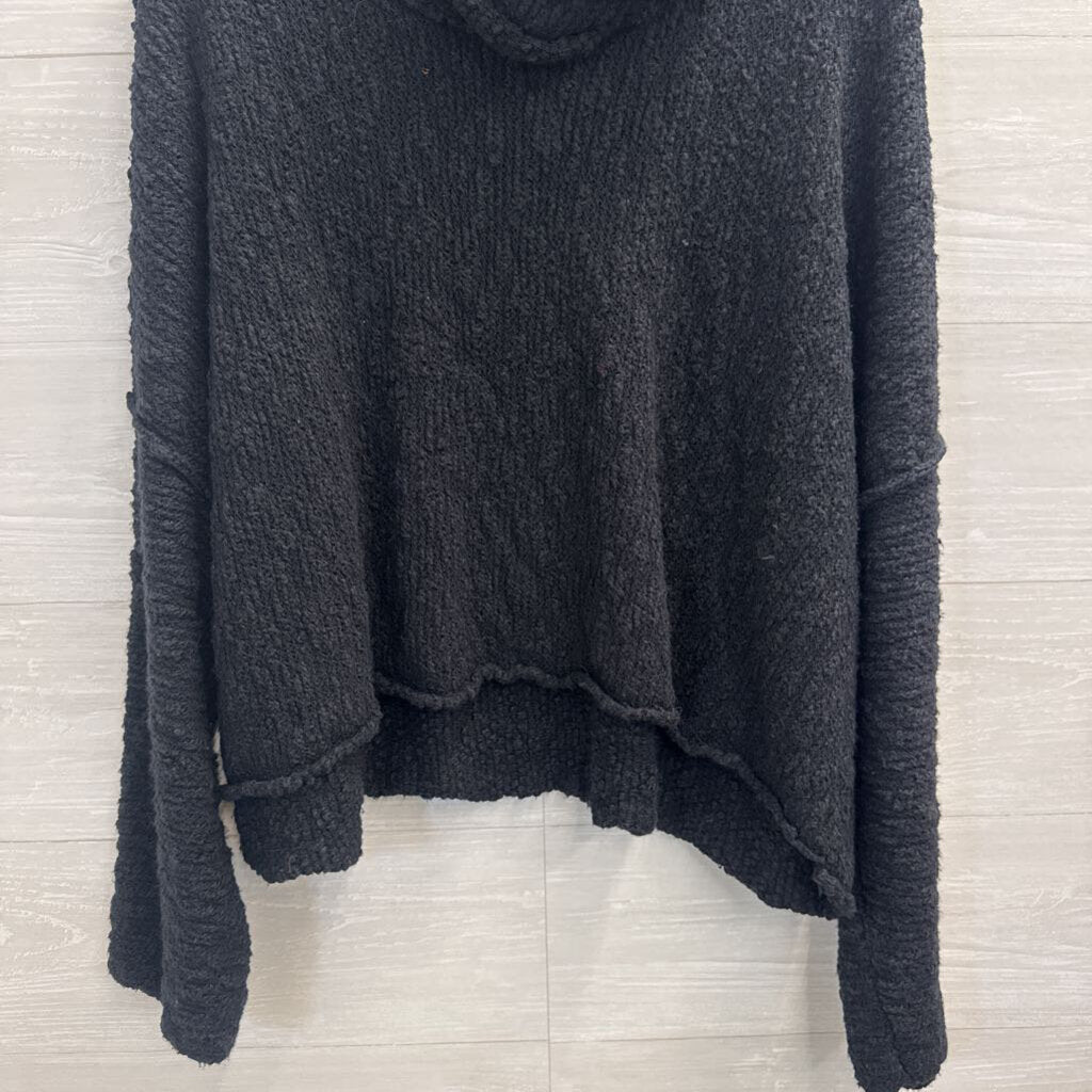 Free People Black Chunky Knit Turtleneck Sweater Medium