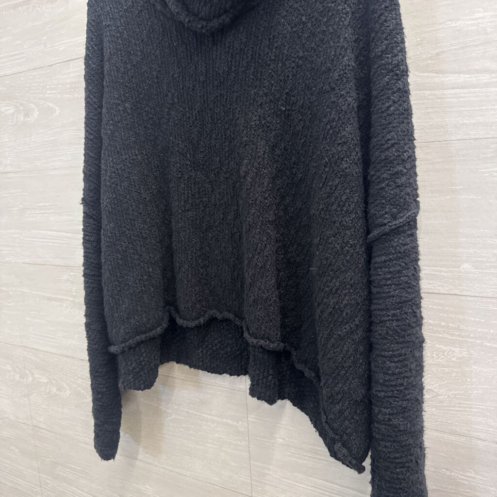 Free People Black Chunky Knit Turtleneck Sweater Medium