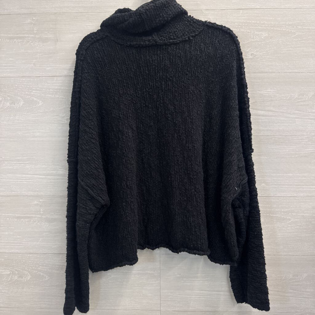 Free People Black Chunky Knit Turtleneck Sweater Medium