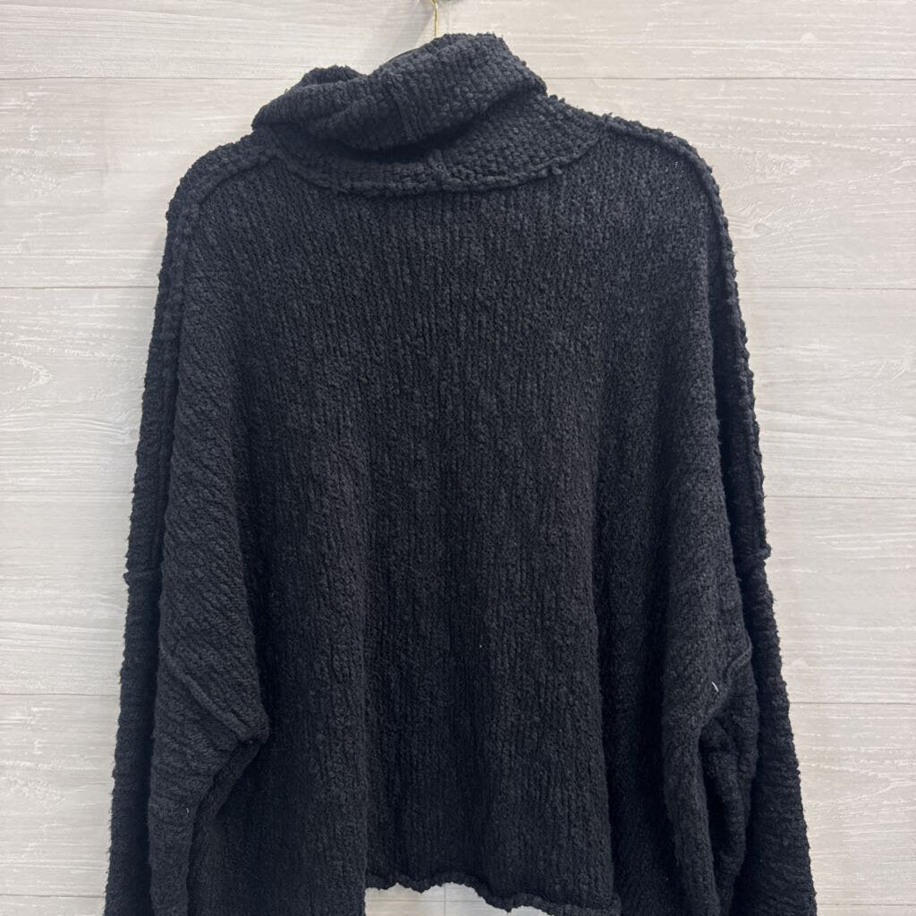 Free People Black Chunky Knit Turtleneck Sweater Medium
