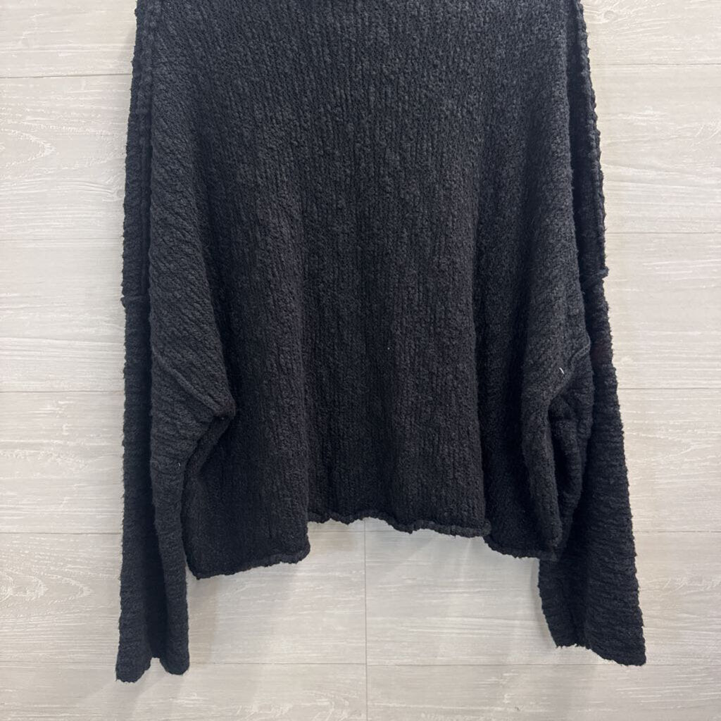 Free People Black Chunky Knit Turtleneck Sweater Medium