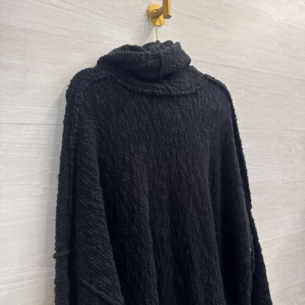 Free People Black Chunky Knit Turtleneck Sweater Medium