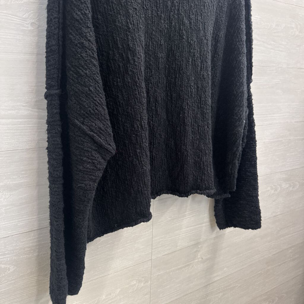 Free People Black Chunky Knit Turtleneck Sweater Medium