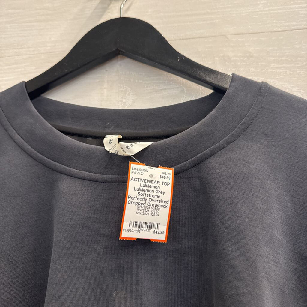 Lululemon Grey Softstreme Perfectly Oversized Cropped Crewneck Pullover 10