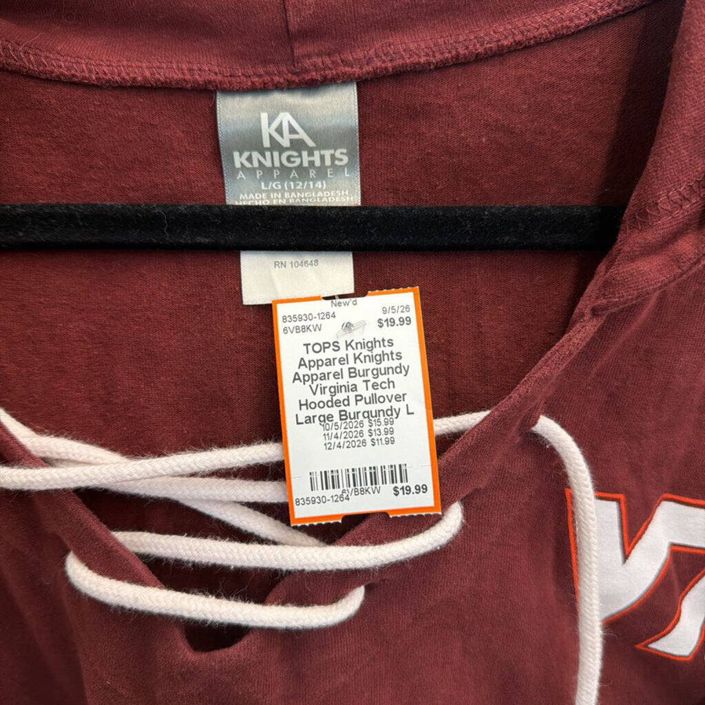 Knights Apparel Burgundy Virginia Tech Hooded Pullover Large