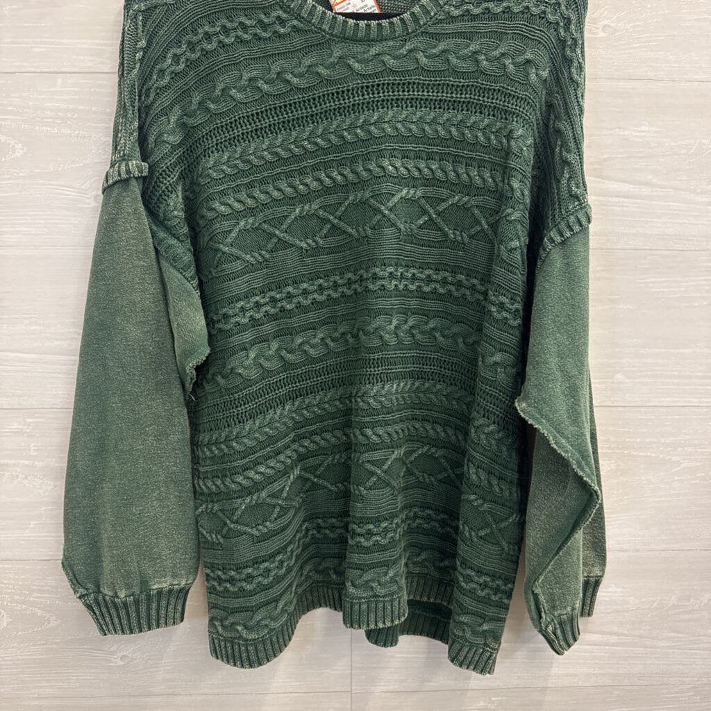 Artistic Works by Lu Green Cable Knit Sweater Top Large