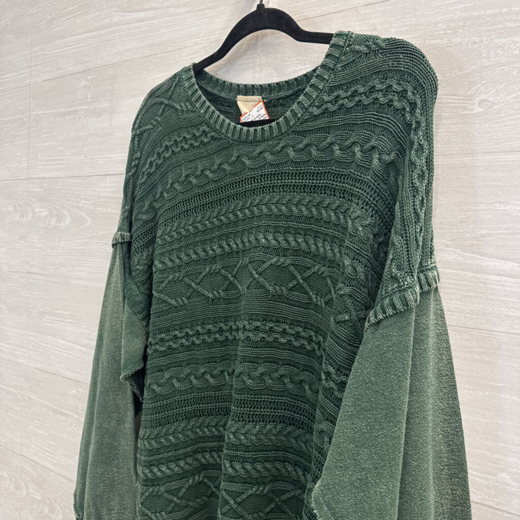 Artistic Works by Lu Green Cable Knit Sweater Top Large