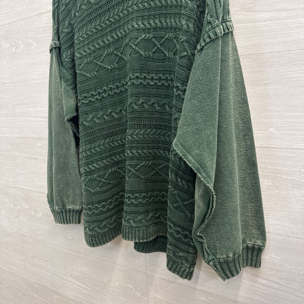 Artistic Works by Lu Green Cable Knit Sweater Top Large