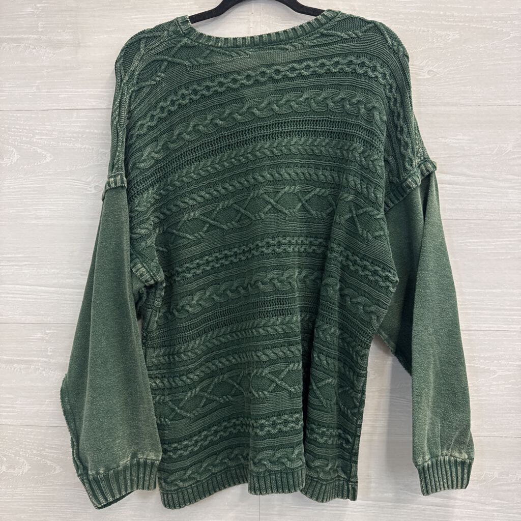Artistic Works by Lu Green Cable Knit Sweater Top Large