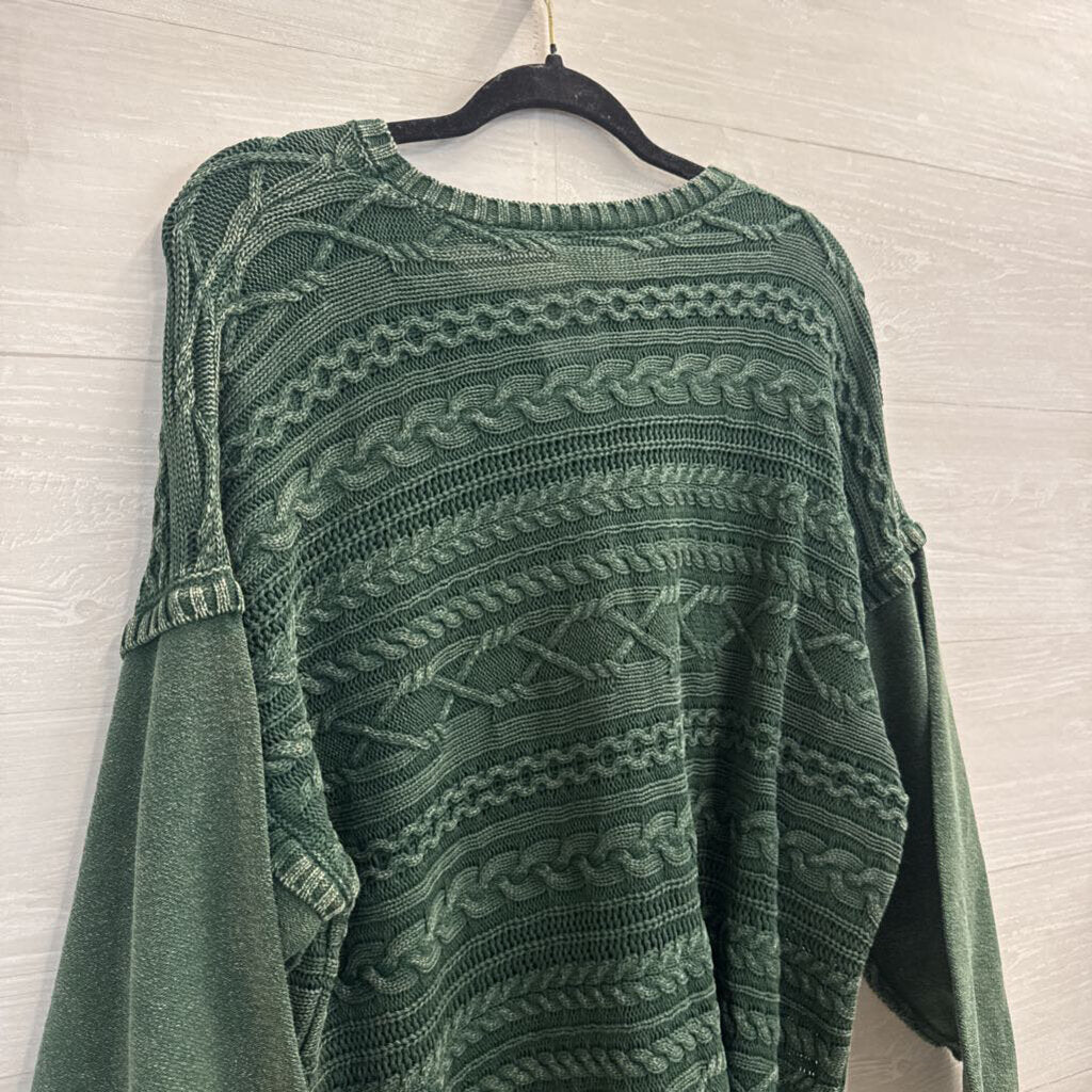 Artistic Works by Lu Green Cable Knit Sweater Top Large