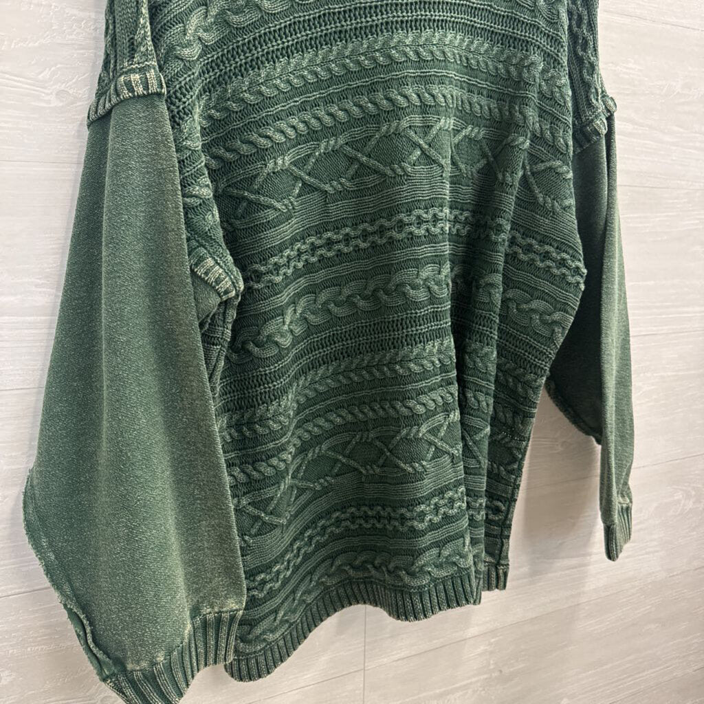 Artistic Works by Lu Green Cable Knit Sweater Top Large