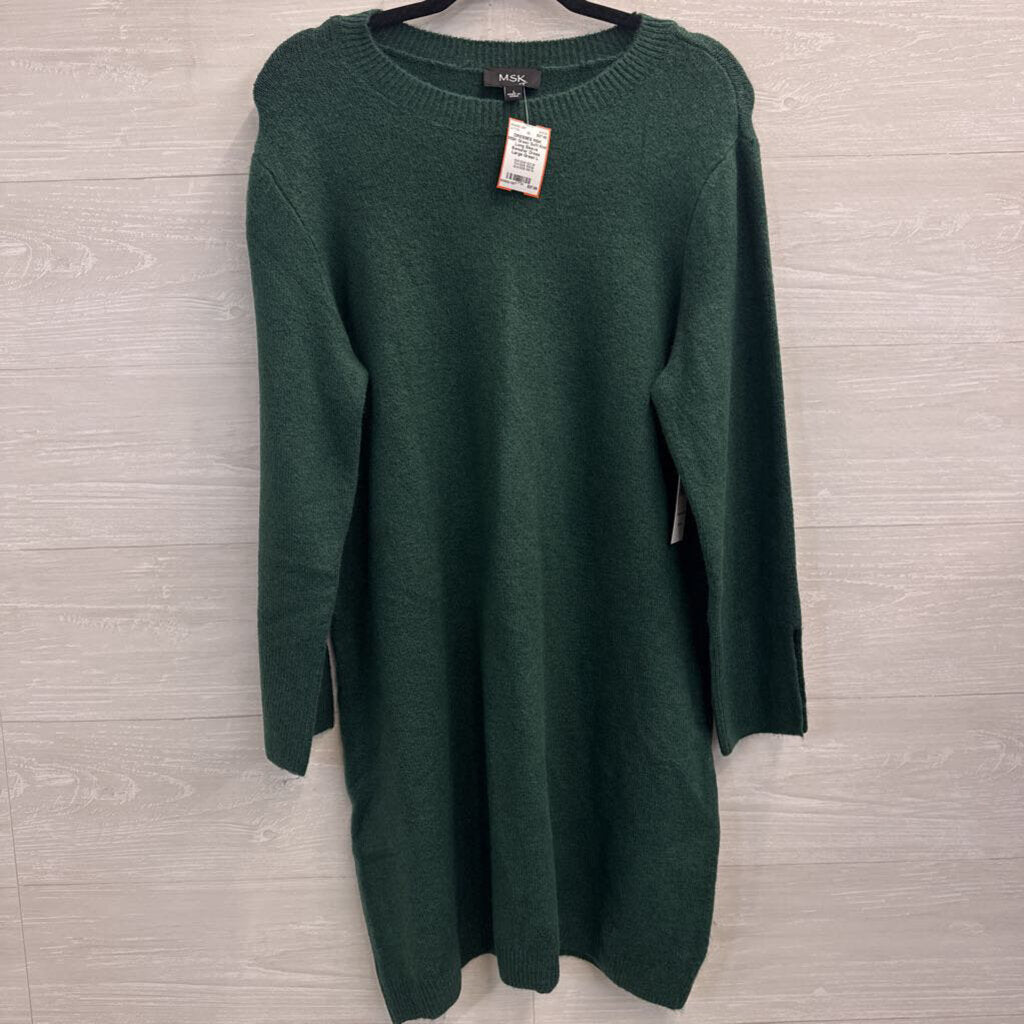 MSK Green Soft Knit Long Sleeve Sweater Dress Large