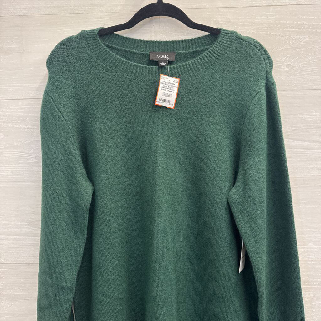 MSK Green Soft Knit Long Sleeve Sweater Dress Large