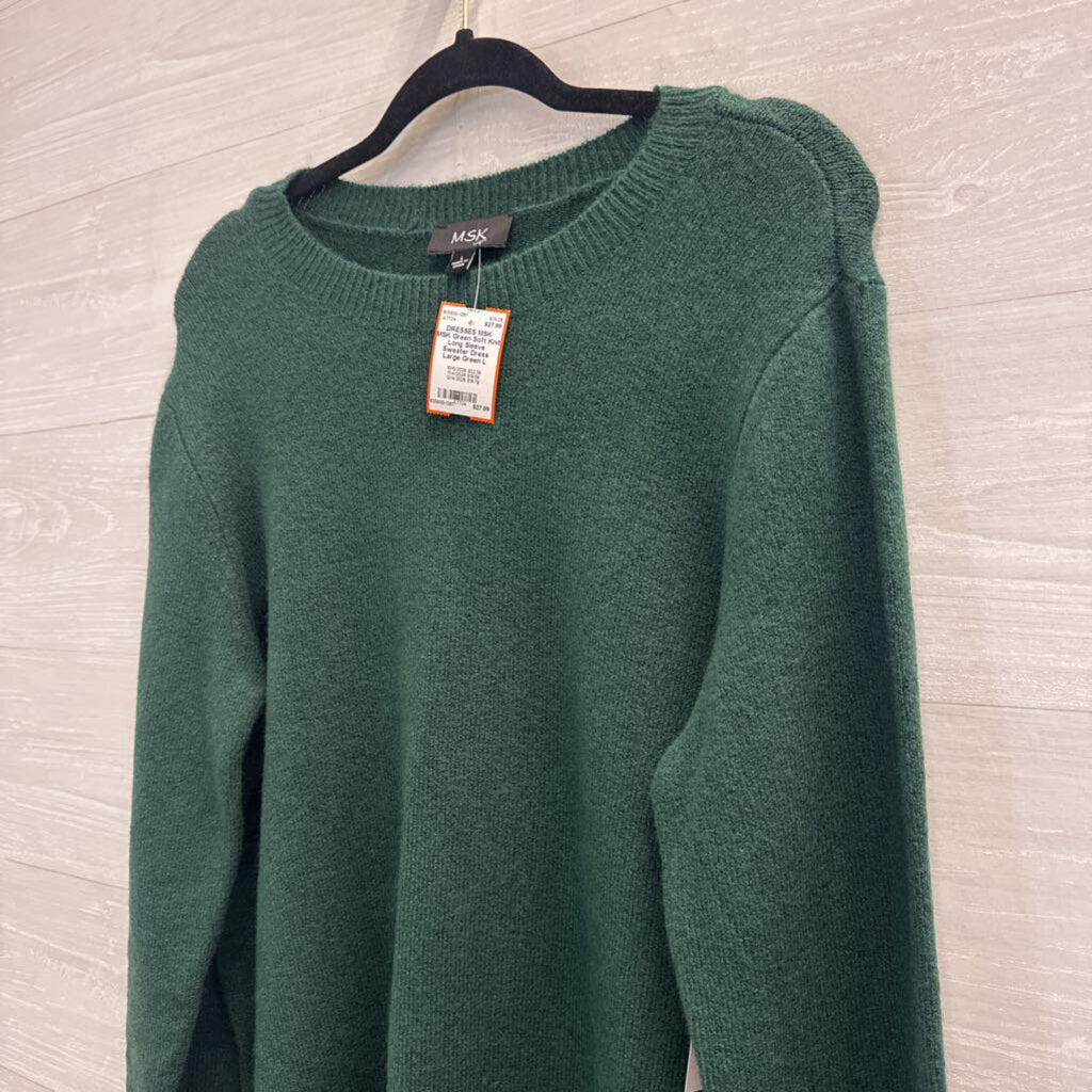 MSK Green Soft Knit Long Sleeve Sweater Dress Large