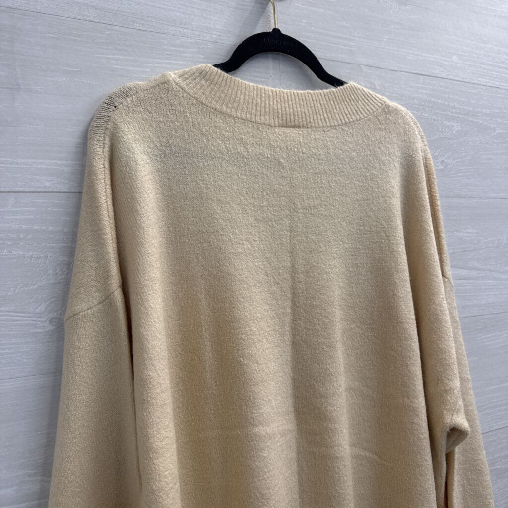Artistic Works by Lu Cream Knit V Neck Sweater Top Large
