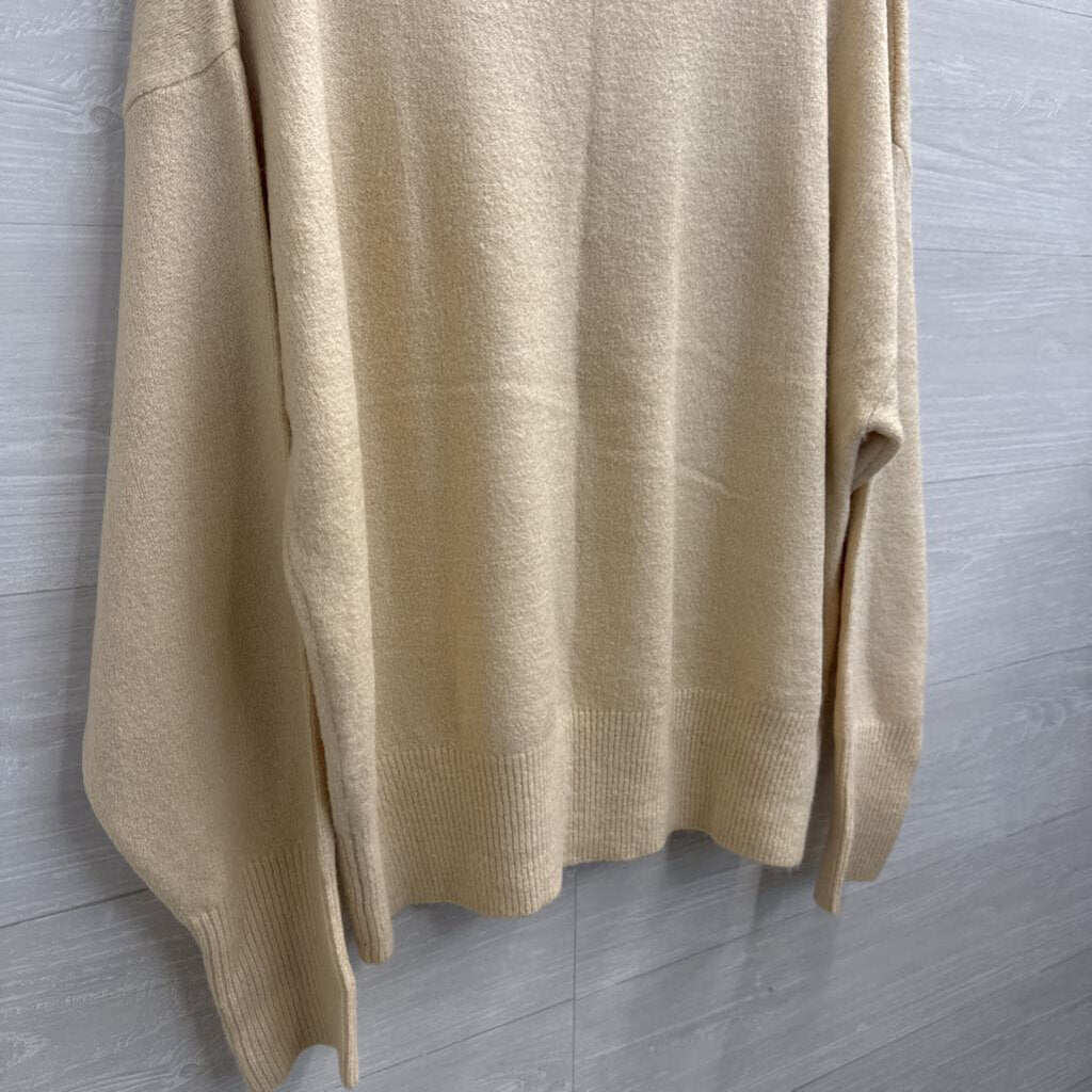 Artistic Works by Lu Cream Knit V Neck Sweater Top Large