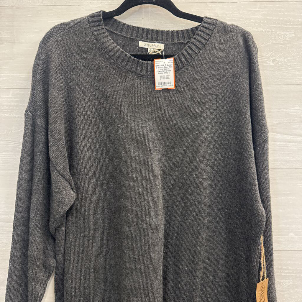 Z Supply Grey Knit Long Sleeve Sweater Dress Large