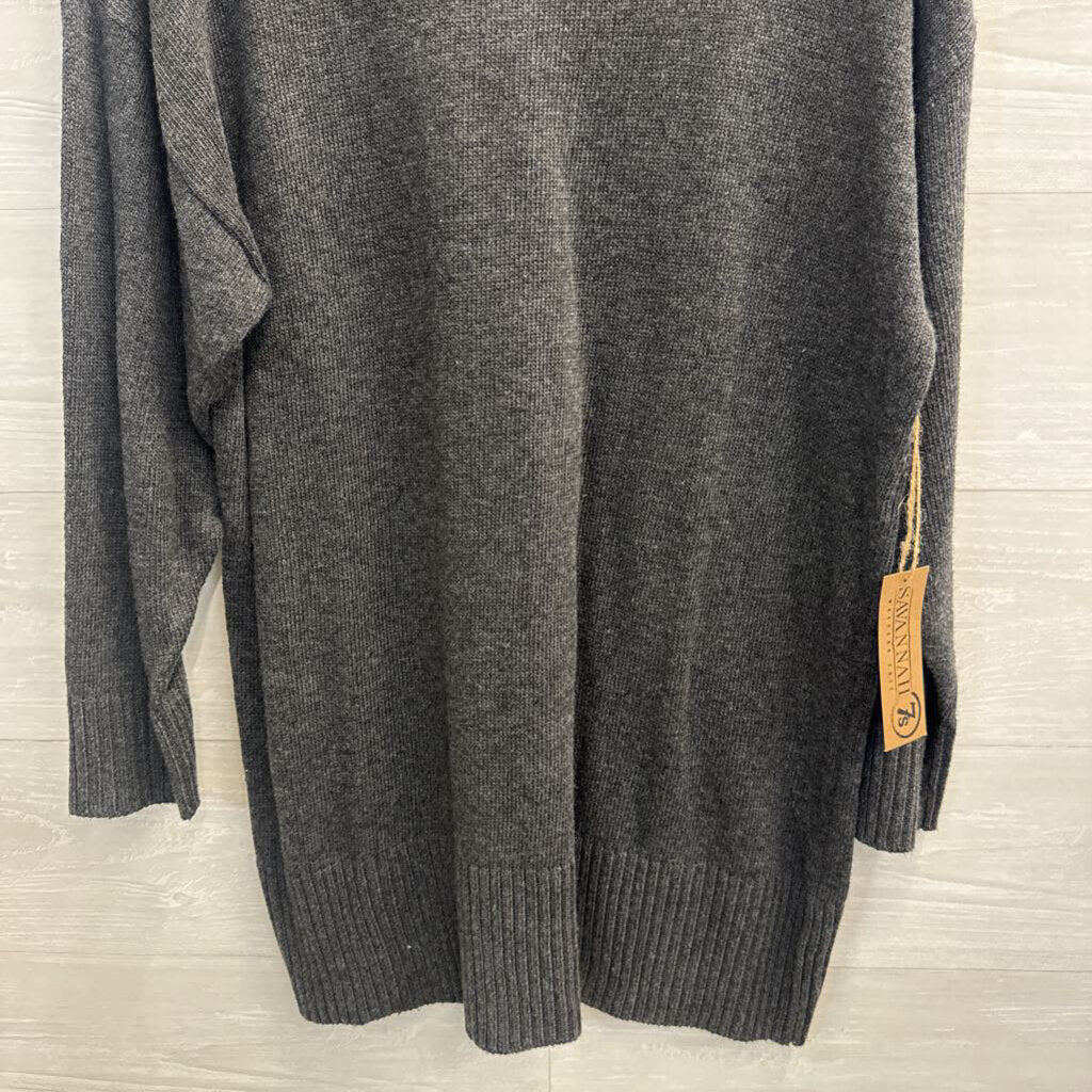 Z Supply Grey Knit Long Sleeve Sweater Dress Large
