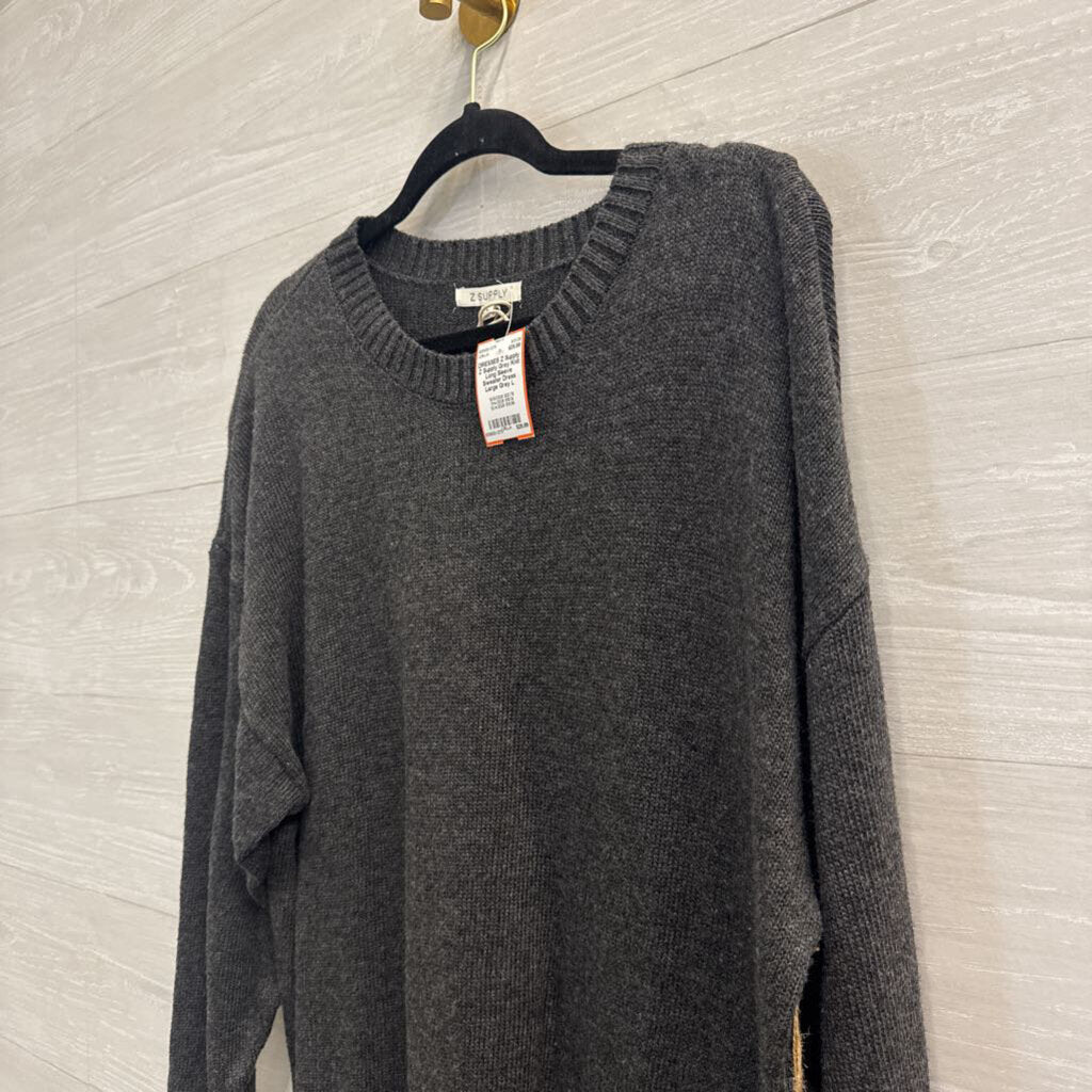 Z Supply Grey Knit Long Sleeve Sweater Dress Large